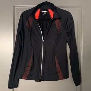 Black and orange long sleeve athletic jacket